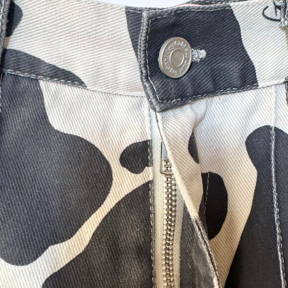 Lisa Says Gah Robyn Wide Leg Jeans Cow Print Black White 27 - Picture 7 of 14